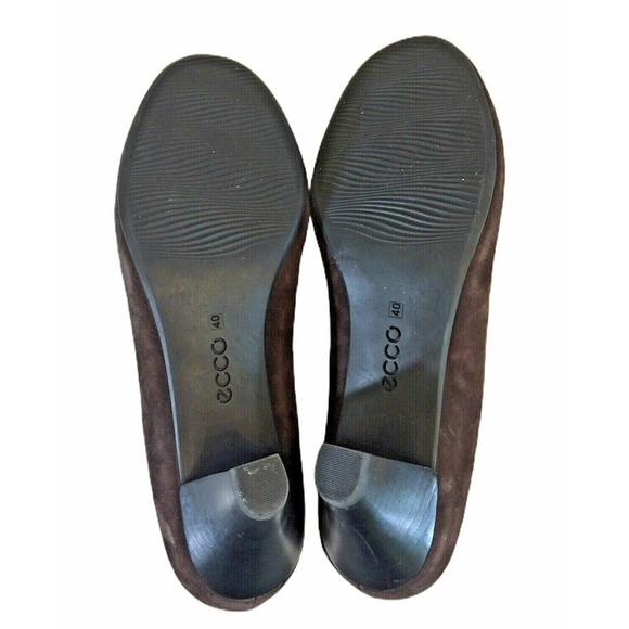 ECCO New Dehli Suede Coffee Brown Pumps Heels Flex Sole Size 40 US 9/9.5 - Picture 11 of 12